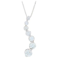 White Gold Diamond Graduated Journey Pendant Necklace, 14 Karat Round 2.60 Carat