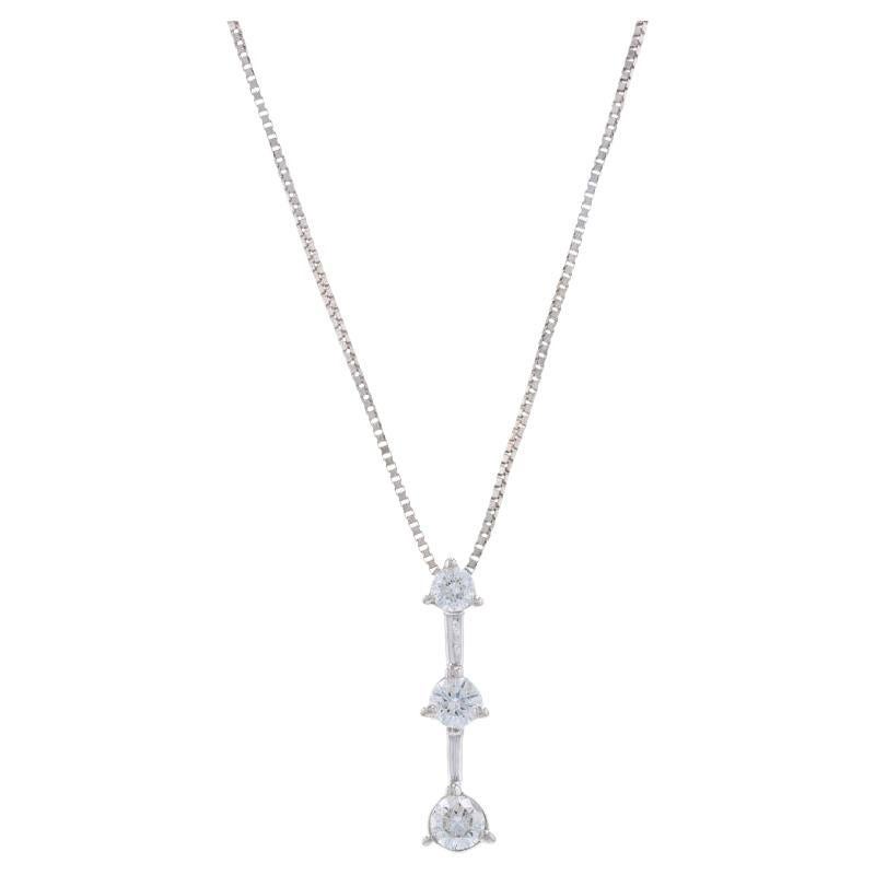 White Gold Diamond Graduated Three-Stone Journey Necklace 18 1/2" 14k Rnd .40ctw