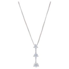 White Gold Diamond Graduated Three-Stone Journey Necklace 18 1/2" 14k Rnd .40ctw