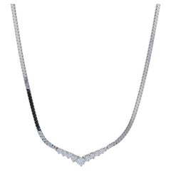 White Gold Diamond Graduated V Pendant Necklace 17 1/2" - 14k Round 1.19ctw
