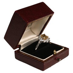 Anello in oro bianco con diamante a forma di cluster di diamanti taglio ovale (circa 1,30 carati)