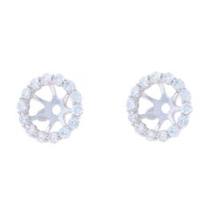 White Gold Diamond Halo Earring Enhancers - 14k Round 1.12ctw Stud Jackets