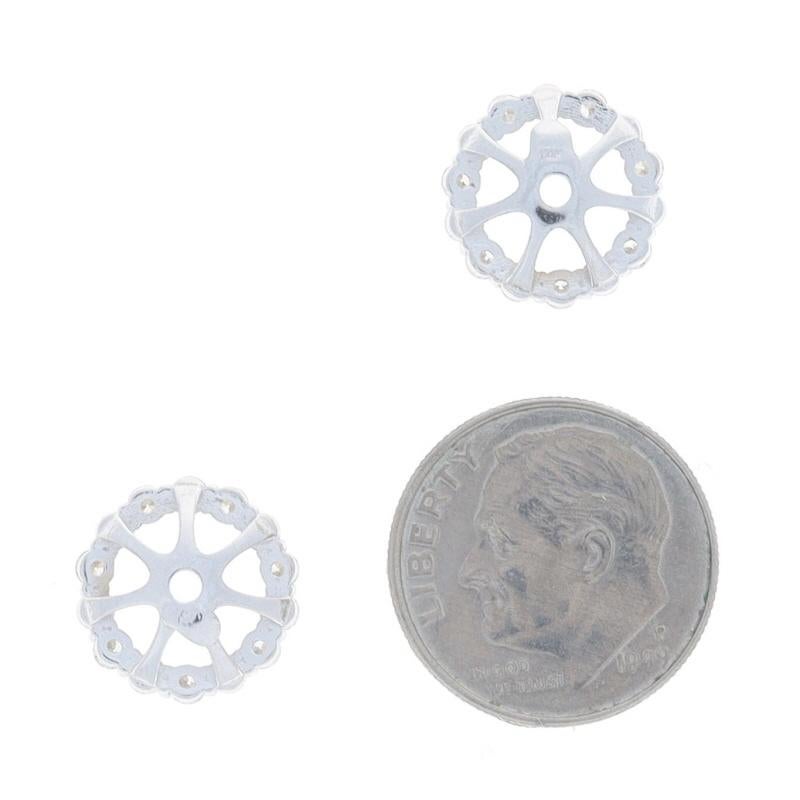 Round Cut White Gold Diamond Halo Earring Enhancers - 14k Round 1.12ctw Stud Jackets For Sale