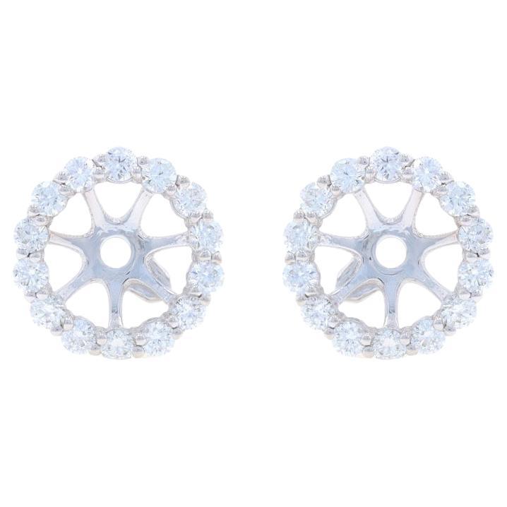 White Gold Diamond Halo Earring Enhancers - 14k Round 1.12ctw Stud Jackets