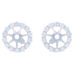 Pendientes realzadores de oro blanco con halo de diamantes - 14k redondos de 1.12ctw