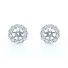 White Gold Diamond Halo Earring Enhancers - 14k Round 1.54ctw Stud Jackets