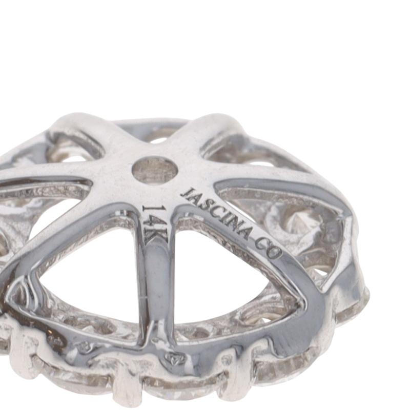 Orecchini con diamante aureolato in oro bianco - 14k Round 1.54ctw Stud Jackets In condizioni ottime in vendita a Greensboro, NC