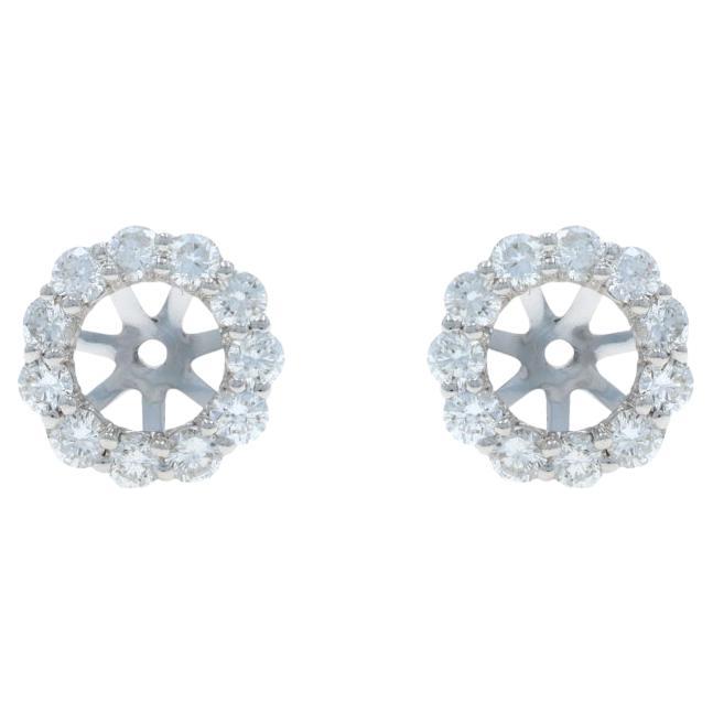 Orecchini con diamante aureolato in oro bianco - 14k Round 1.54ctw Stud Jackets in vendita