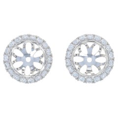 White Gold Diamond Halo Earring Enhancers, 14k Round Cut .41ctw Stud Jackets