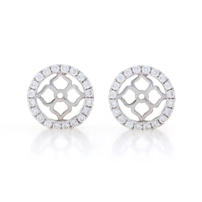 White Gold Diamond Halo Earring Enhancers - 18k .63ctw Jackets for 6.5-7mm Studs In New Condition For Sale In Greensboro, NC