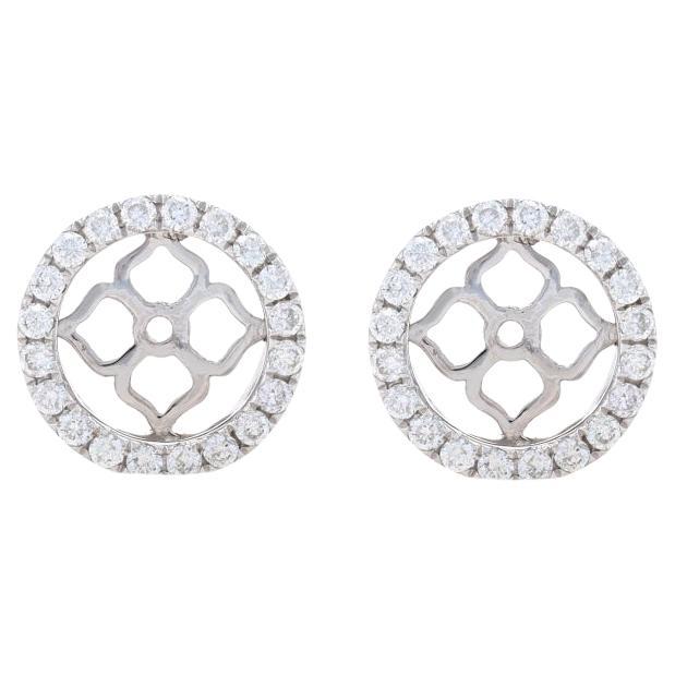 White Gold Diamond Halo Earring Enhancers - 18k .63ctw Jackets for 6.5-7mm Studs For Sale