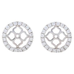 White Gold Diamond Halo Earring Enhancers - 18k .63ctw Jackets for 6.5-7mm Studs