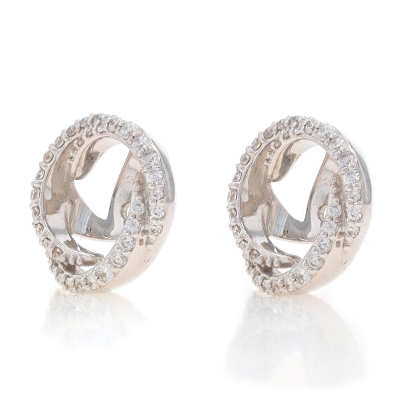Round Cut White Gold Diamond Halo Earring Enhancers - 18k Round .25ctw Circle Stud Jackets