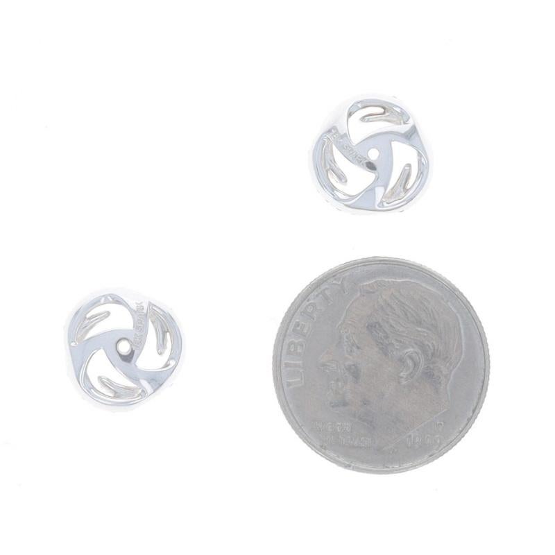 White Gold Diamond Halo Earring Enhancers - 18k Round .25ctw Circle Stud Jackets In New Condition In Greensboro, NC