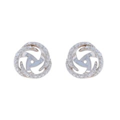 White Gold Diamond Halo Earring Enhancers - 18k Round .25ctw Circle Stud Jackets