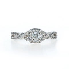 White Gold Diamond Halo Engagement Ring - 10k Round Brilliant .50ctw