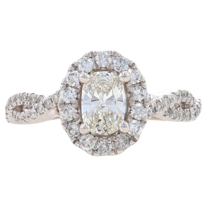 Verlobungsring aus Weißgold mit Diamant-Halo - 14k Oval 1,09ctw Cathedral Twist