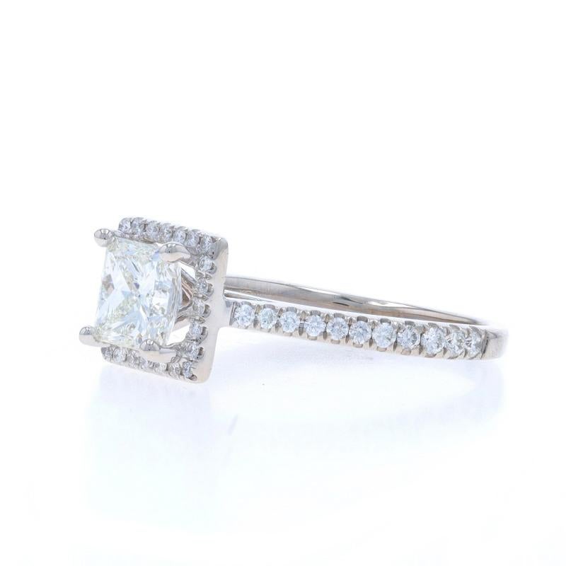 Bague de fiançailles en or blanc avec halo de diamants - 14k Princesse 1.35ctw GIA Neuf - En vente à Greensboro, NC