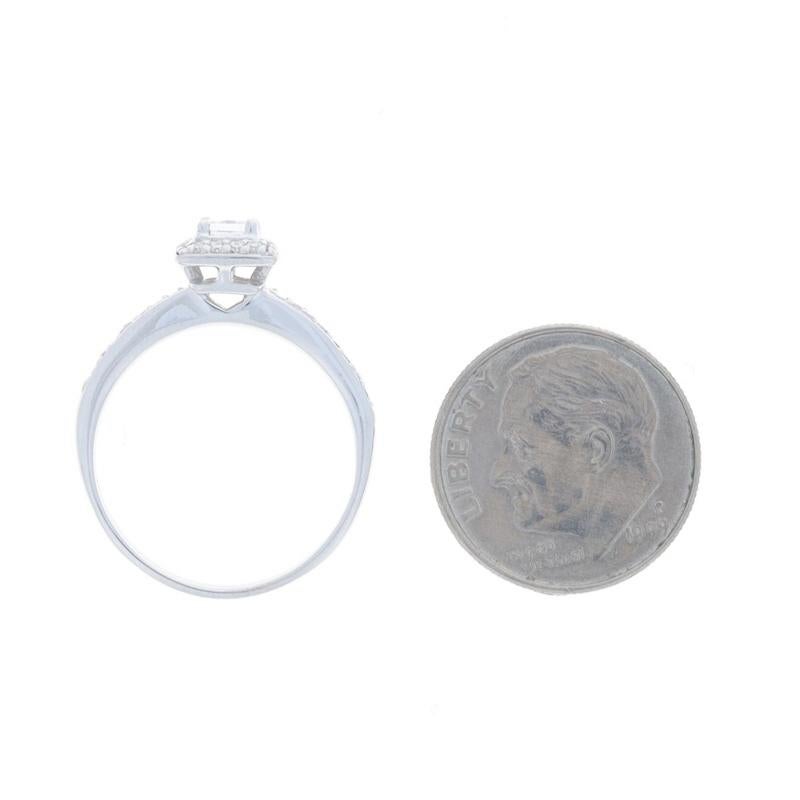 White Gold Diamond Halo Engagement Ring - 14k Princess .40ctw For Sale 1