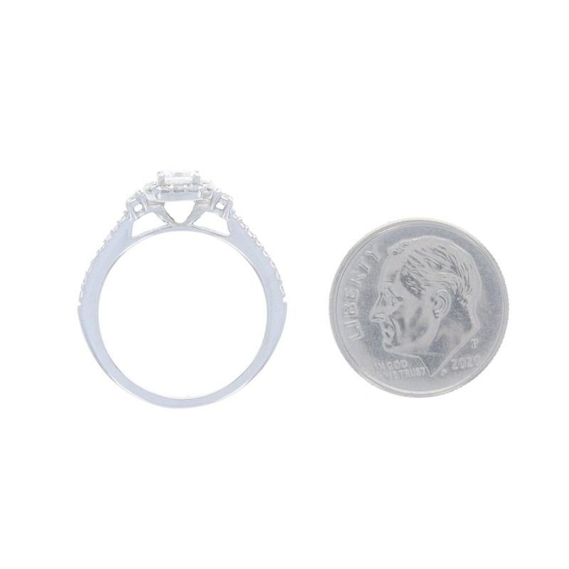 White Gold Diamond Halo Engagement Ring - 14k Princess .44ctw Cathedral For Sale 1