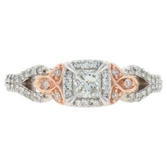 White Gold Diamond Halo Engagement Ring - 14k Princess .66ctw