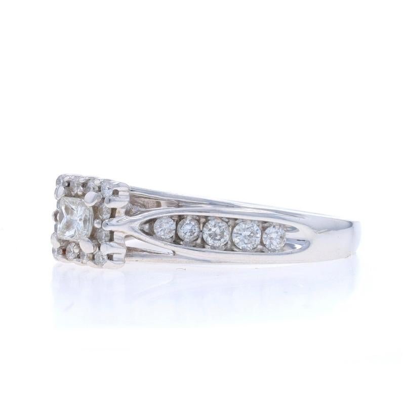 White Gold Diamond Halo Engagement Ring - 14k Princess .70ctw In Excellent Condition For Sale In Greensboro, NC