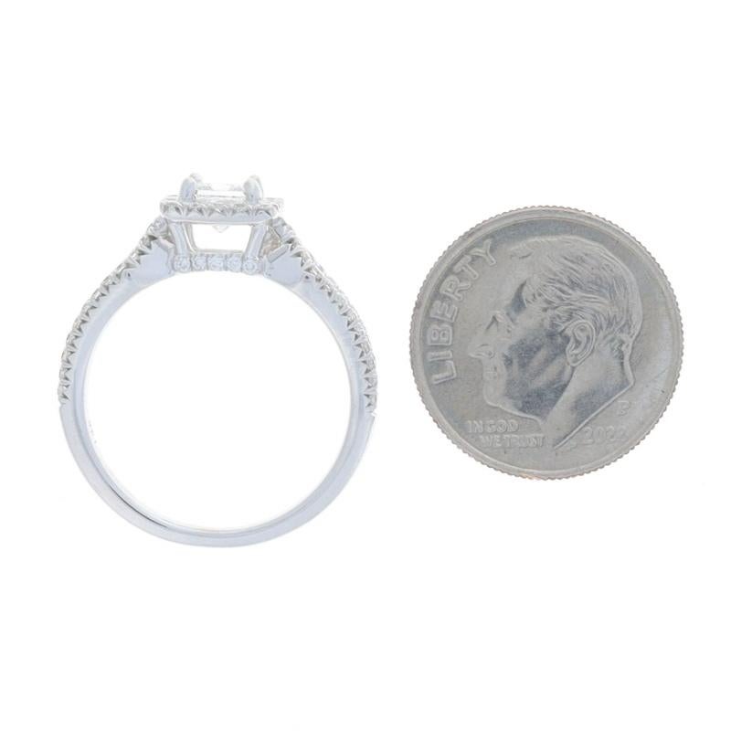 Women's White Gold Diamond Halo Engagement Ring - 14k Princess .88ctw GIA For Sale