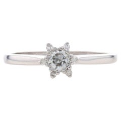 White Gold Diamond Halo Engagement Ring - 14k Round .21ctw Snowflake Flower