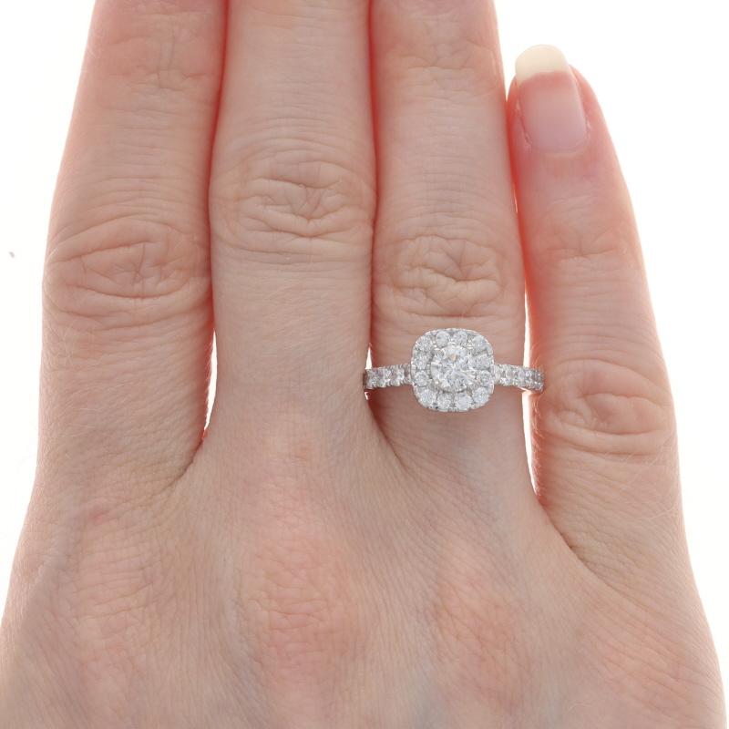 Weißgold Diamant Halo Verlobungsring - 14k Runde Brillant 1,26ctw Kathedrale (Rundschliff) im Angebot