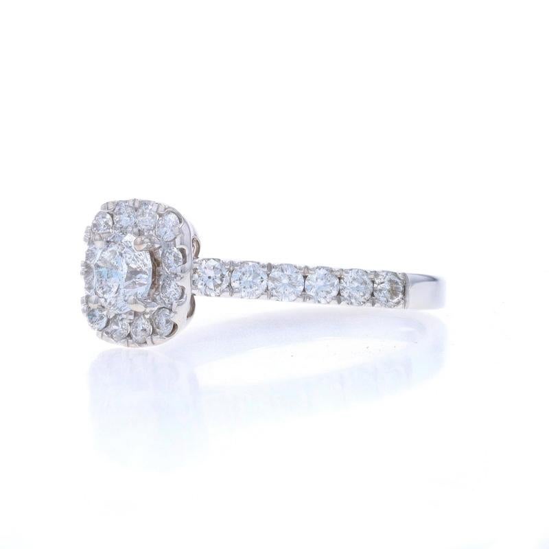 Weißgold Diamant Halo Verlobungsring - 14k Runde Brillant 1,26ctw Kathedrale im Zustand „Hervorragend“ im Angebot in Greensboro, NC