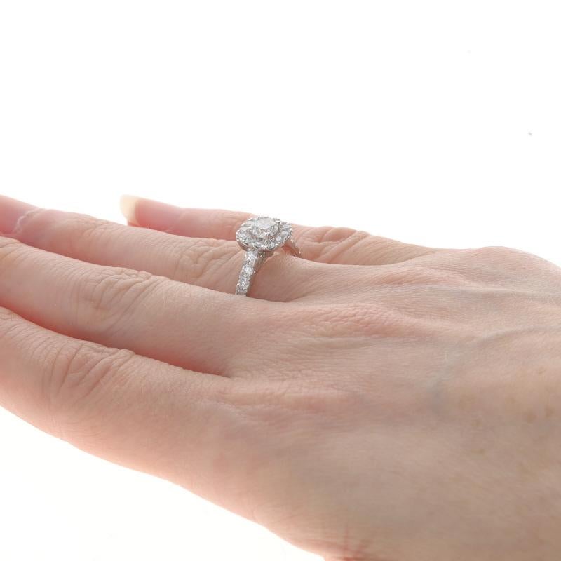 Weißgold Diamant Halo Verlobungsring - 14k Runde Brillant 1,26ctw Kathedrale Damen im Angebot