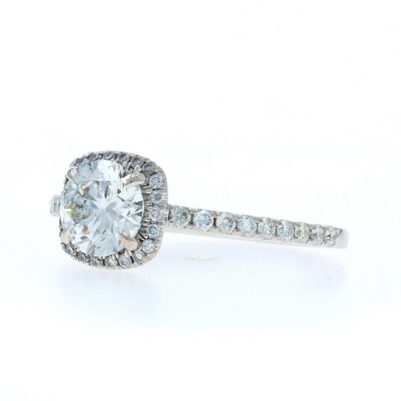 Anello di fidanzamento con diamante aureolato in oro bianco - 14k Brilliante rotondo 1,41ctw GIA In condizioni Nuovo in vendita a Greensboro, NC