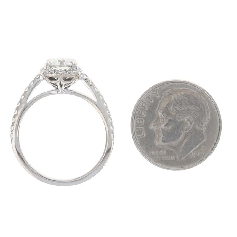 Anello di fidanzamento con diamante aureolato in oro bianco - 14k Brilliante rotondo 1,41ctw GIA in vendita 1