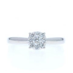 White Gold Diamond Halo Engagement Ring 14k Round Brilliant .33ctw
