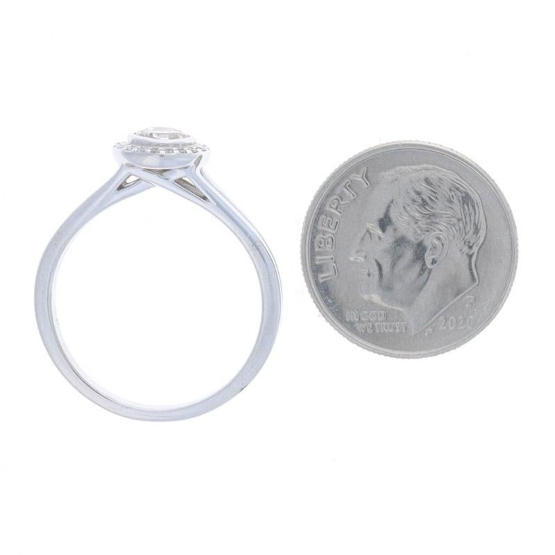 Women's White Gold Diamond Halo Engagement Ring - 14k Round Brilliant .50ctw For Sale