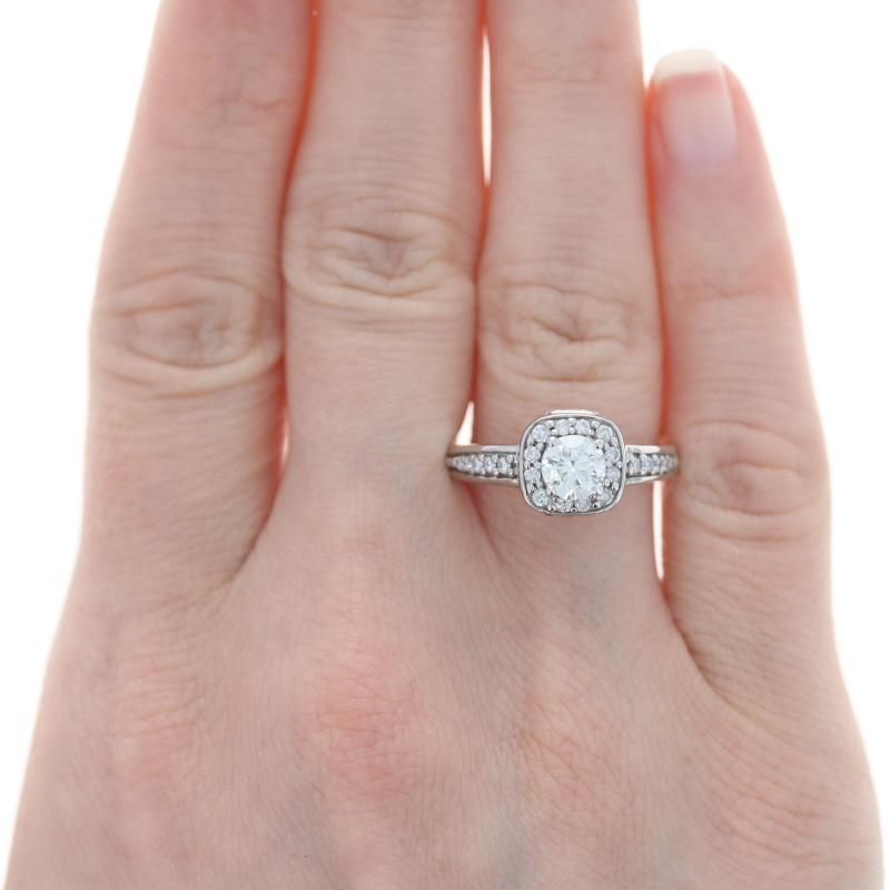 Size: 8 3/4
Sizing Fee: Down 3 sizes for $30 or up 2 sizes for $35

Metal Content: 14k White Gold

Stone Information
Natural Diamond Solitaire
Carat: .70ct
Cut: Round Brilliant 
Color: L
Clarity: I1
Diameter: 5.6mm

Natural Diamond Accents
Carats: