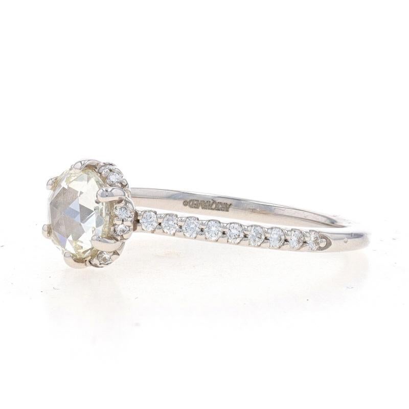 Women's White Gold Diamond Halo Engagement Ring - 18k Rose Cut .62ctw For Sale