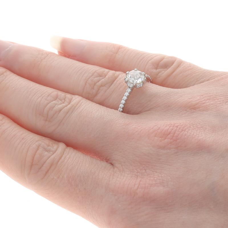 White Gold Diamond Halo Engagement Ring - 18k Rose Cut .62ctw For Sale 1