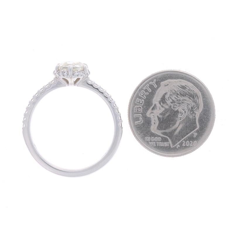 White Gold Diamond Halo Engagement Ring - 18k Rose Cut .62ctw For Sale 2