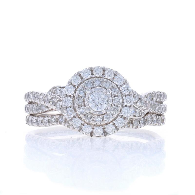 Size: 7
Sizing Fee: Up 1 1/2 sizes for $80 or Down 1/2 a size for $70

Metal Content: 10k White Gold

Stone Information

Natural Diamonds
Carat(s): 3/4ctw
Cut: Single & Round Brilliant
Color: G - H
Clarity: SI2 - I2

Total Carats: 3/4ctw

Engagement