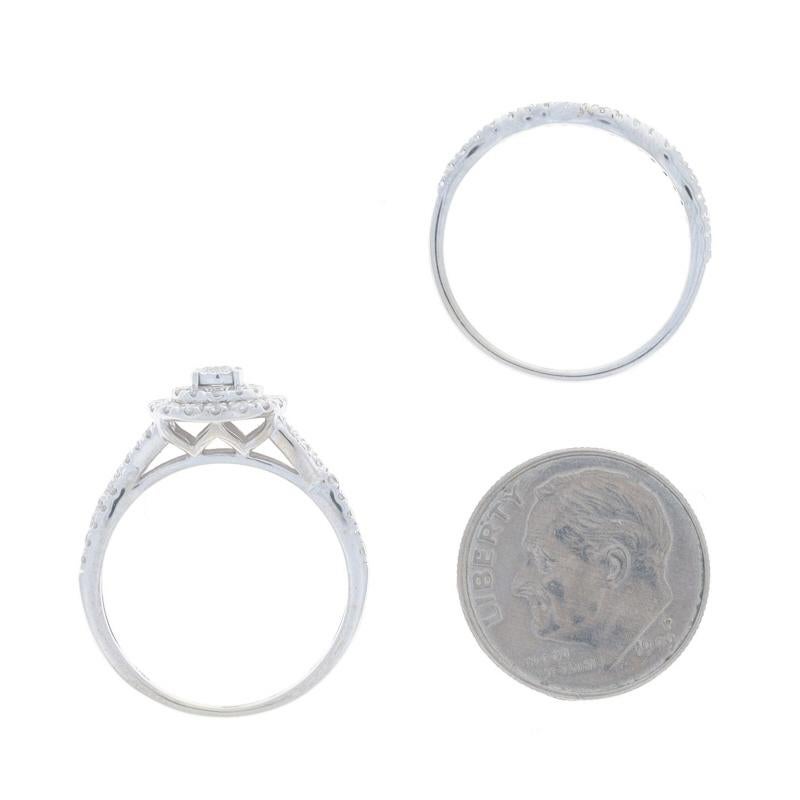 White Gold Diamond Halo Engagement Ring & Wedding Band - 10k Round 3/4ctw For Sale 3