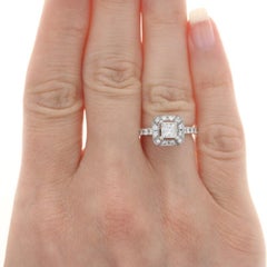 White Gold Diamond Halo Engagement Ring & Wedding Band - 14k Princess 1.76ctw