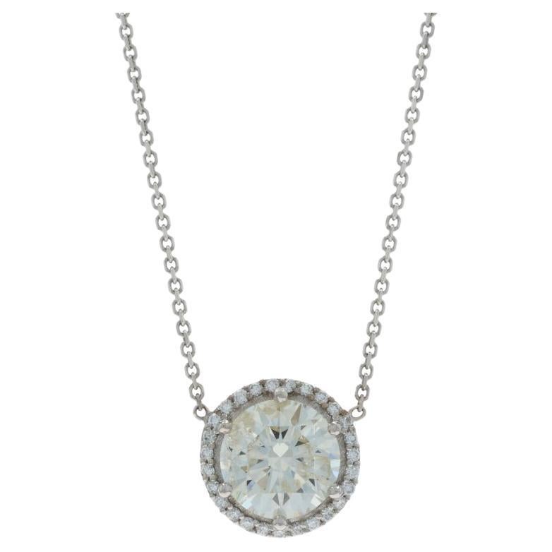 Collana aureola con diamanti in oro bianco da 18 1/4" - 14k Round 2.18ctw Regolabile