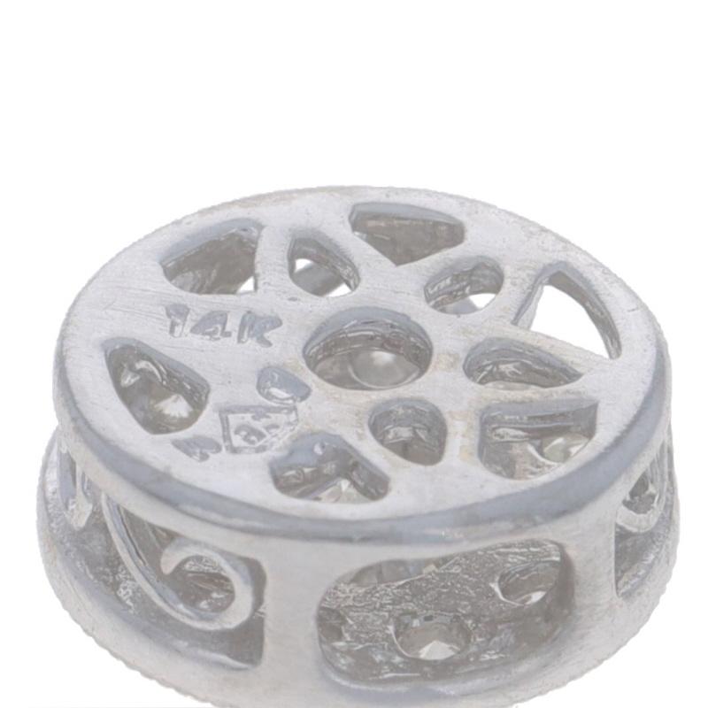 Donna Ciondolo con diamante aureolato in oro bianco - 14k Brilliante rotondo da 0,25 ct Milgrain in vendita