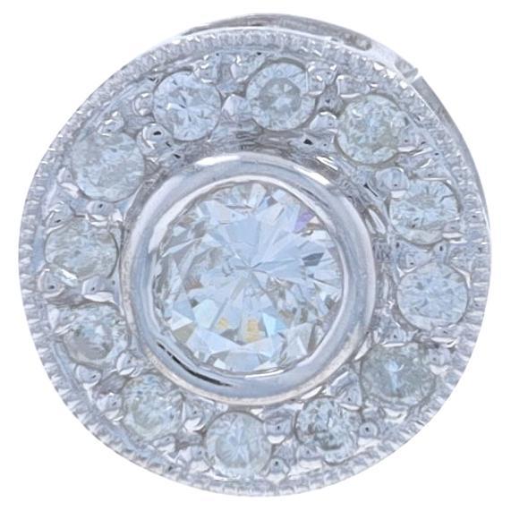 Weißgold Diamant-Halo-Anhänger - 14k Runde Brillant .25ctw Milgrain