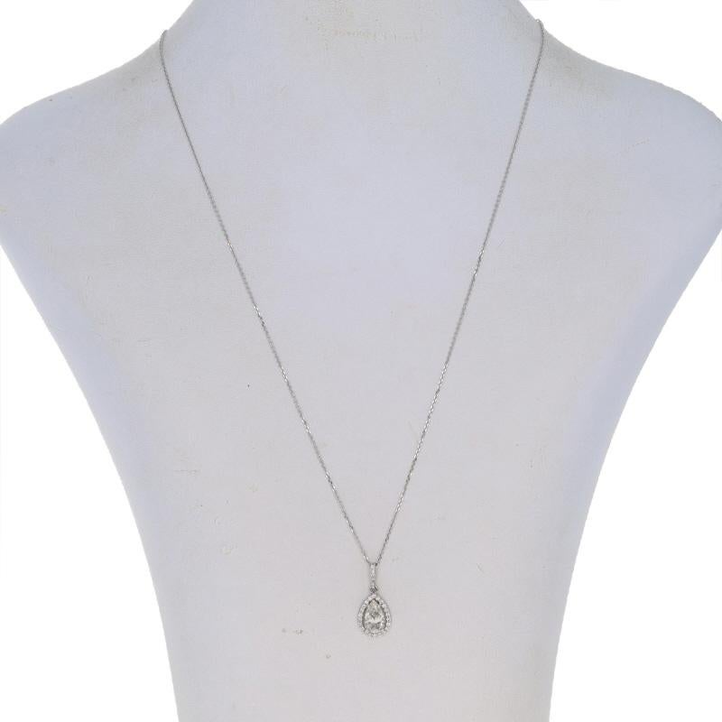 Taglio a goccia Collana con diamanti a raggiera in oro bianco - 14k Pear 1.50ctw regolabile in vendita