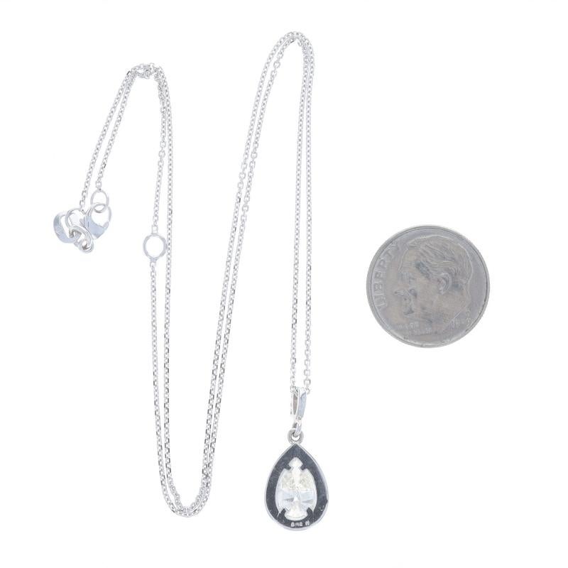 Donna Collana con diamanti a raggiera in oro bianco - 14k Pear 1.50ctw regolabile in vendita