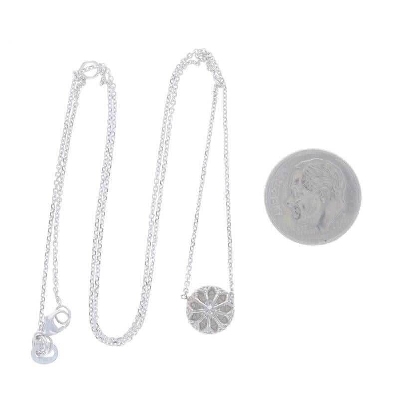 Women's White Gold Diamond Halo Pendant Necklace - 14k Round 1.20ctw GIA Adjustable For Sale