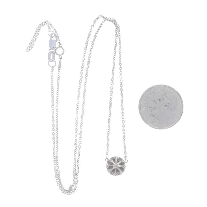 Women's White Gold Diamond Halo Pendant Necklace - 14k Round .79ctw GIA Adjustable For Sale