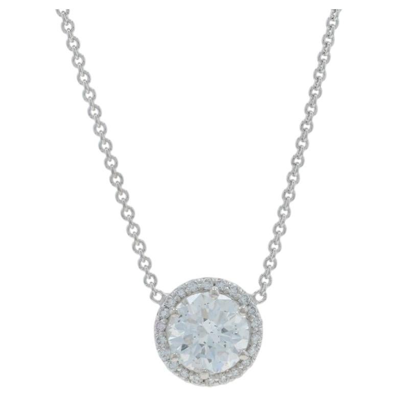 Collana con diamanti a raggiera in oro bianco - 14k Brilliante rotondo 1,20ctw GIA